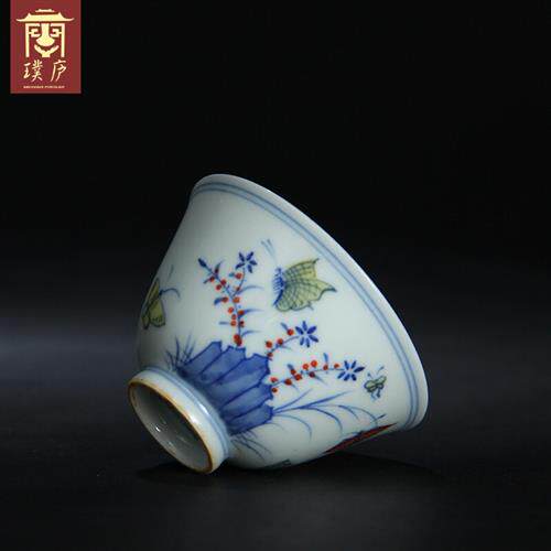 极速景德镇聚瓷阁斗彩茶杯 景德镇手工手绘三秋杯 鸡缸杯 茶杯 茶