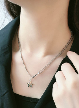 银色女潮时尚网红毛衣链短韩国颈链百搭五角星吊坠简约锁骨链
