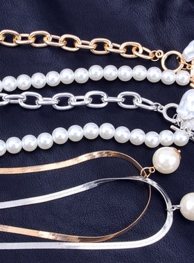 KMVEXO Fashion 2 Layers Pearls Geometric Pendants Necklaces