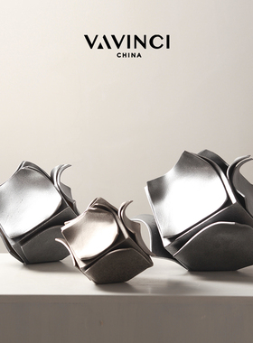 梵其北欧创意陶瓷几何立方体花插摆件样板间展厅酒店玄关花器软装