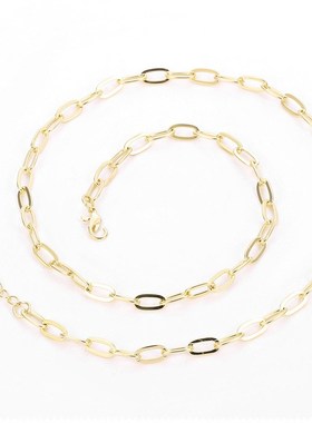 欧美新款冷淡风简约单层锁骨颈链ins流行不锈钢镀金链条潮流项链