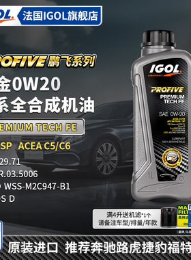 IGOL高戈鹏飞全合成0W20汽车机油C5/C6国6奔驰宝马凯迪拉克路虎SP