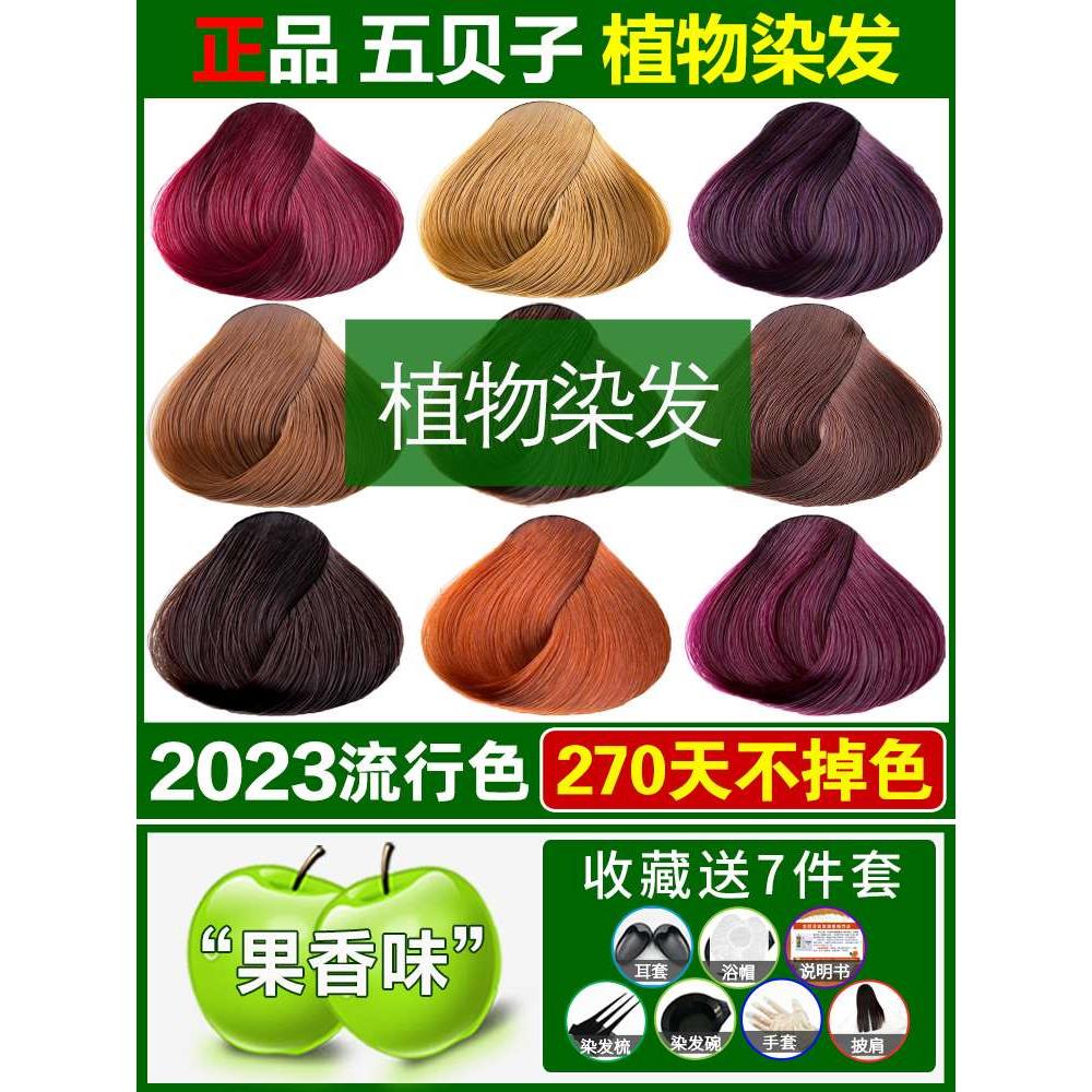 五倍子天然植物染发剂自然黑色板栗色纯自己在家染发膏2024流行色