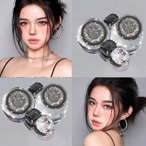 雾面雪山灰色美瞳大小直径混血锁边三明治工艺年抛隐形眼镜正品hm