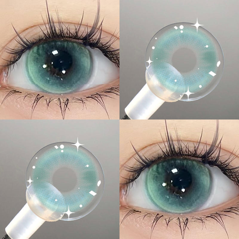 自然美追光猫眼美瞳半年抛绿色大直径近视隐形眼镜旗舰店官网正品