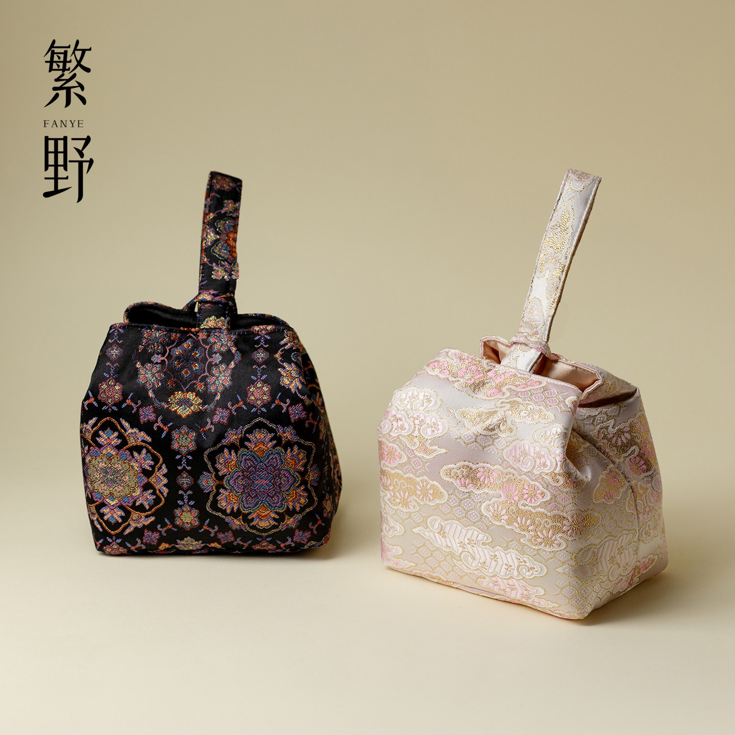 繁野 织锦刺子绣香云茶事包便携茶具盖碗茶壶收纳包棉麻加厚布包
