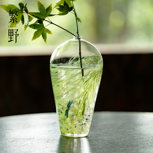 繁野北欧风芊野玻璃花瓶高级感干花花插花器客厅桌面水培养花容器
