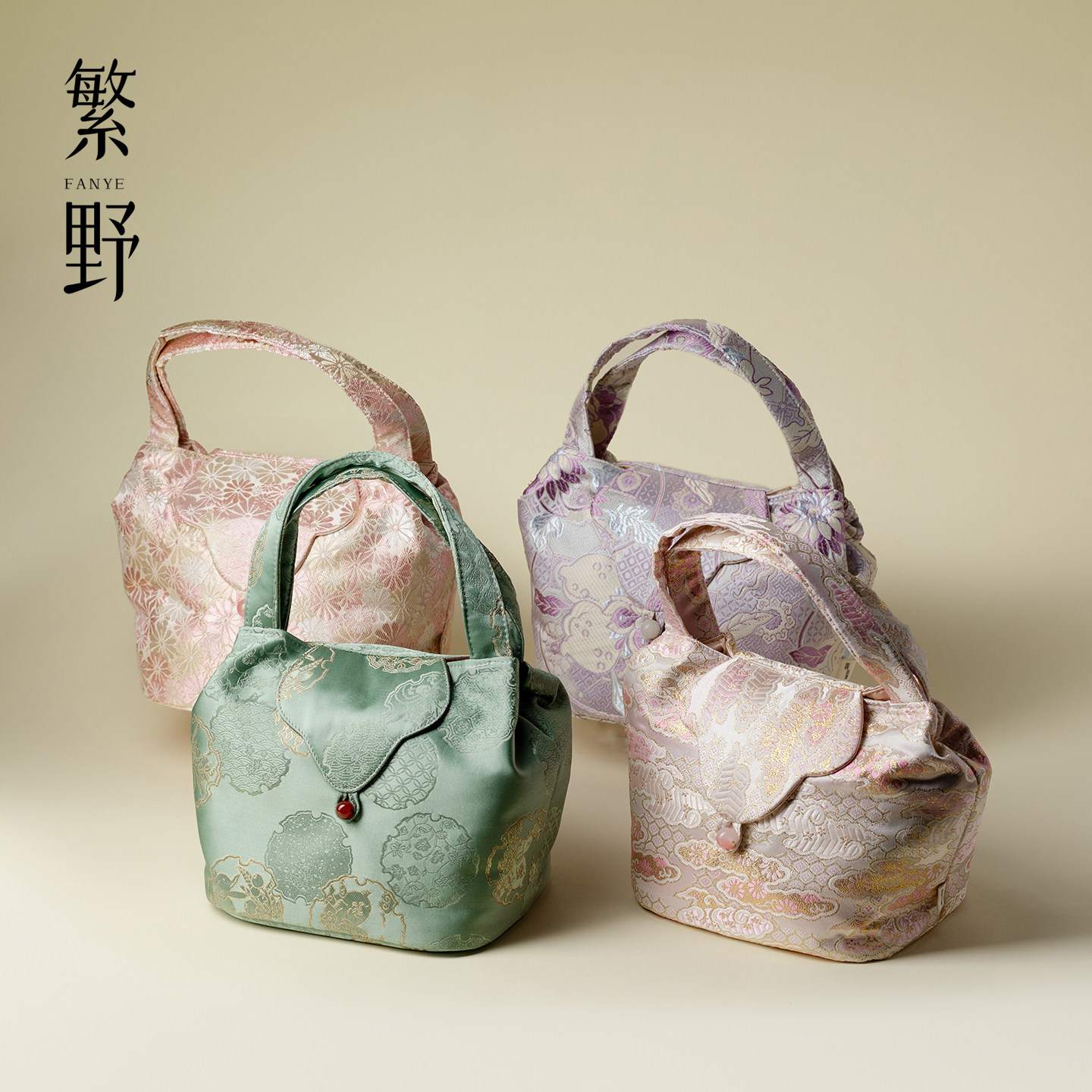 繁野新中式手工真丝织锦茶事包户外便携茶具收纳包禅意手提包布包