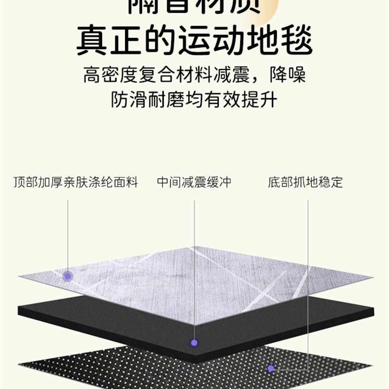 刘畊家地垫同款健身运动宏瑜伽垫减震隔音跳舞地毯家用跳操脚垫子