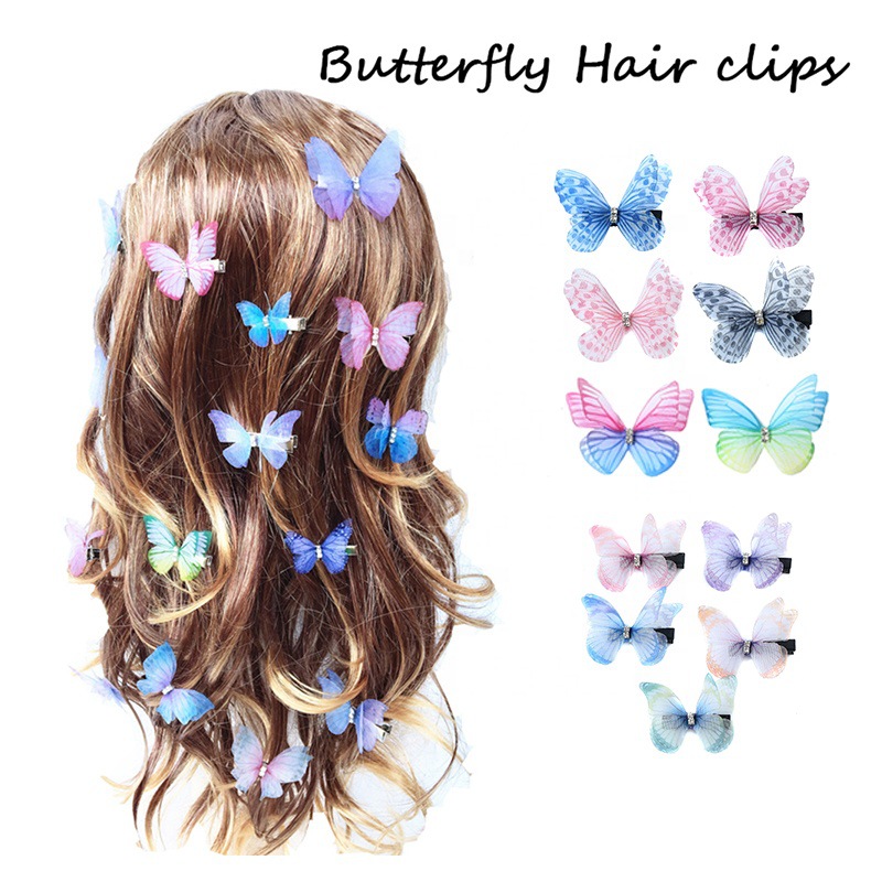 新品Candy Color Fashion Butterfly Hair Clips for Women Baby