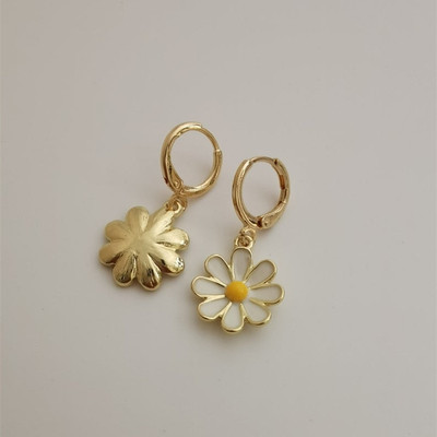 cacy Gold Color Daisy Sunflower Hoop Earring Endless Hoops D