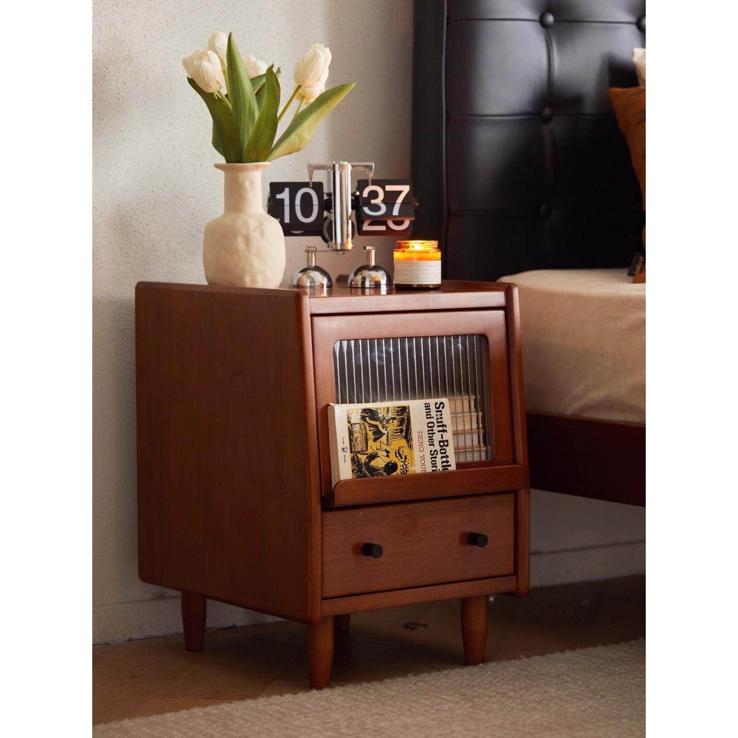 北欧实木床头柜简约现代床边超窄小柜子卧室复古小户型收纳储物柜,住宅家具,床头柜,淘宝优惠券,粉丝福利购,淘宝优惠卷