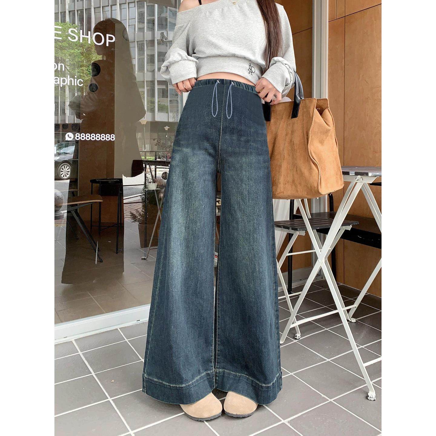 孕妇裤子春秋款外穿大尺码不勒肚阔腿裤无托腹夏薄款牛仔裤2025新