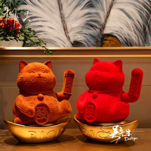 新中式招财猫摆件自动招手2026年新款客厅玄关开业礼物前台装饰品