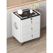 网红智能床头柜简约现代充电多功能卧室轻奢高级感带锁床边储物柜