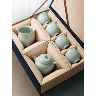 景德镇汝窑茶具套装家用功夫陶瓷茶壶盖碗高级天青色汝瓷2025新款