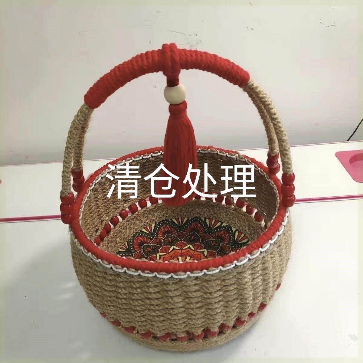 《成品》纯手工麻绳编制收纳筐鸡蛋篮精美节日手工编织篮子