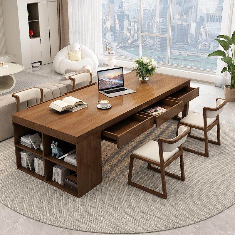 去客厅化大长书桌书柜一体带抽屉工作台家用客厅学习桌实木大板桌,住宅家具,书桌,淘宝优惠券,粉丝福利购,淘宝优惠卷