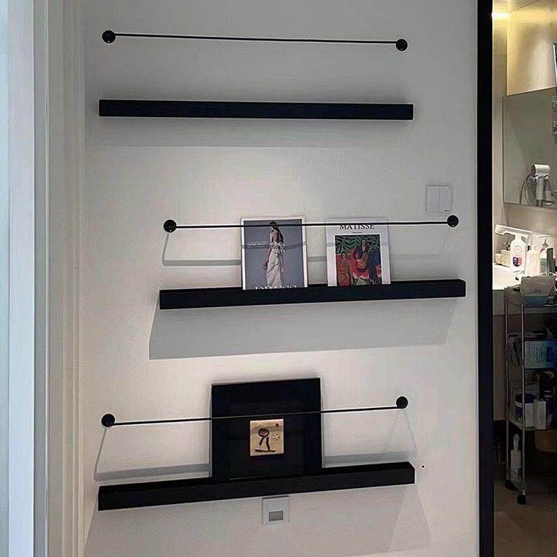 简约金属铁艺一字壁挂墙客厅墙上简约书报刊架装饰杂志置物架子