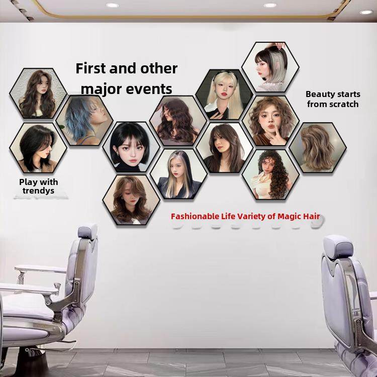 理发店墙面装饰画美发照片墙发型发廊挂画背景艺术墙画装饰品壁画,家居饰品,现代装饰画,淘宝优惠券,粉丝福利购,淘宝优惠卷