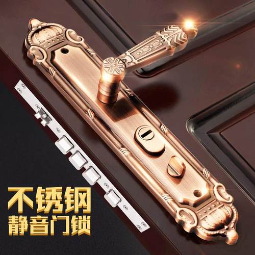 304不锈钢防盗门锁家用套装通用型木门超C级双开大门锁面板把手