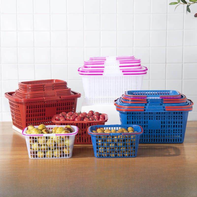 包邮长方形草莓手提采摘篮子红色塑料杨梅樱桃鸡蛋水果框一次性篮