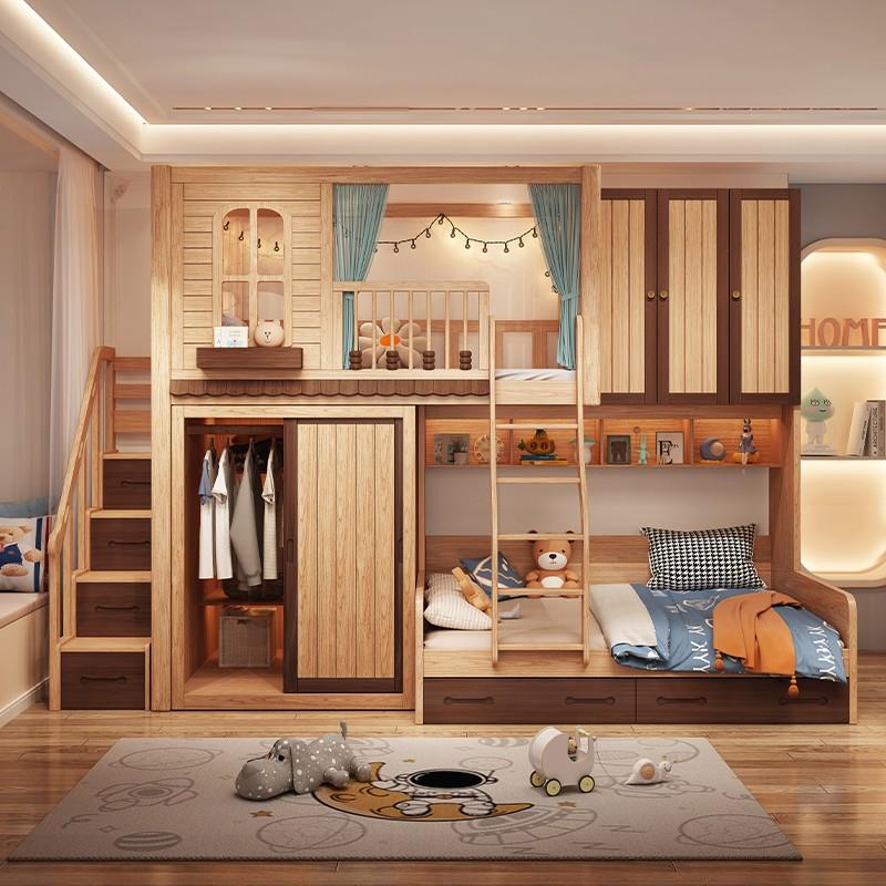 交错式上下床小户型双人床上下铺双层床儿童子母床互不干扰错位床