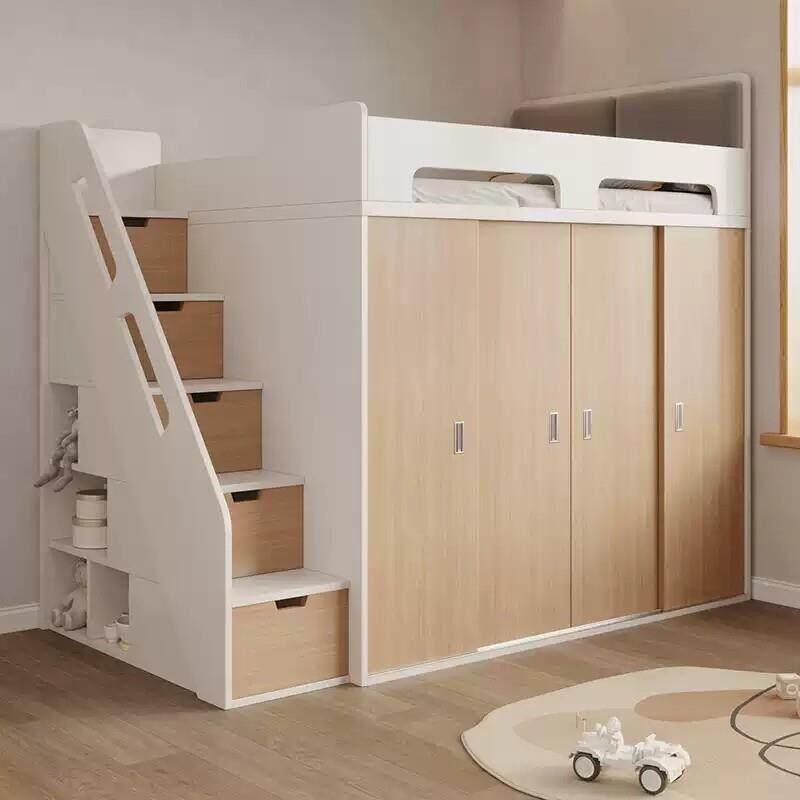 定制实木上床下柜多功能组合床衣帽间衣柜床一体化小公寓儿童半高