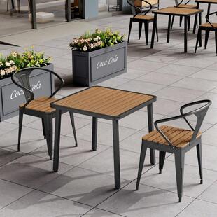 户外塑木桌椅庭院防腐木室外休闲 餐桌花园露天阳台咖啡厅桌椅组