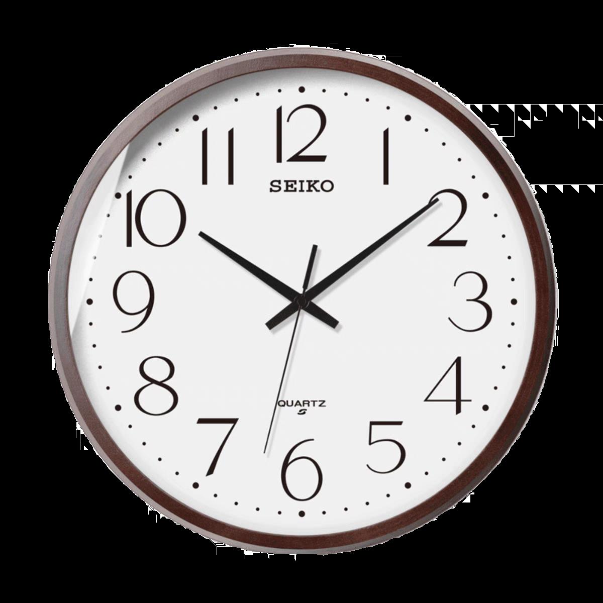 进口日本精工机芯实木挂钟家用时钟客厅简约静音自动电波钟表