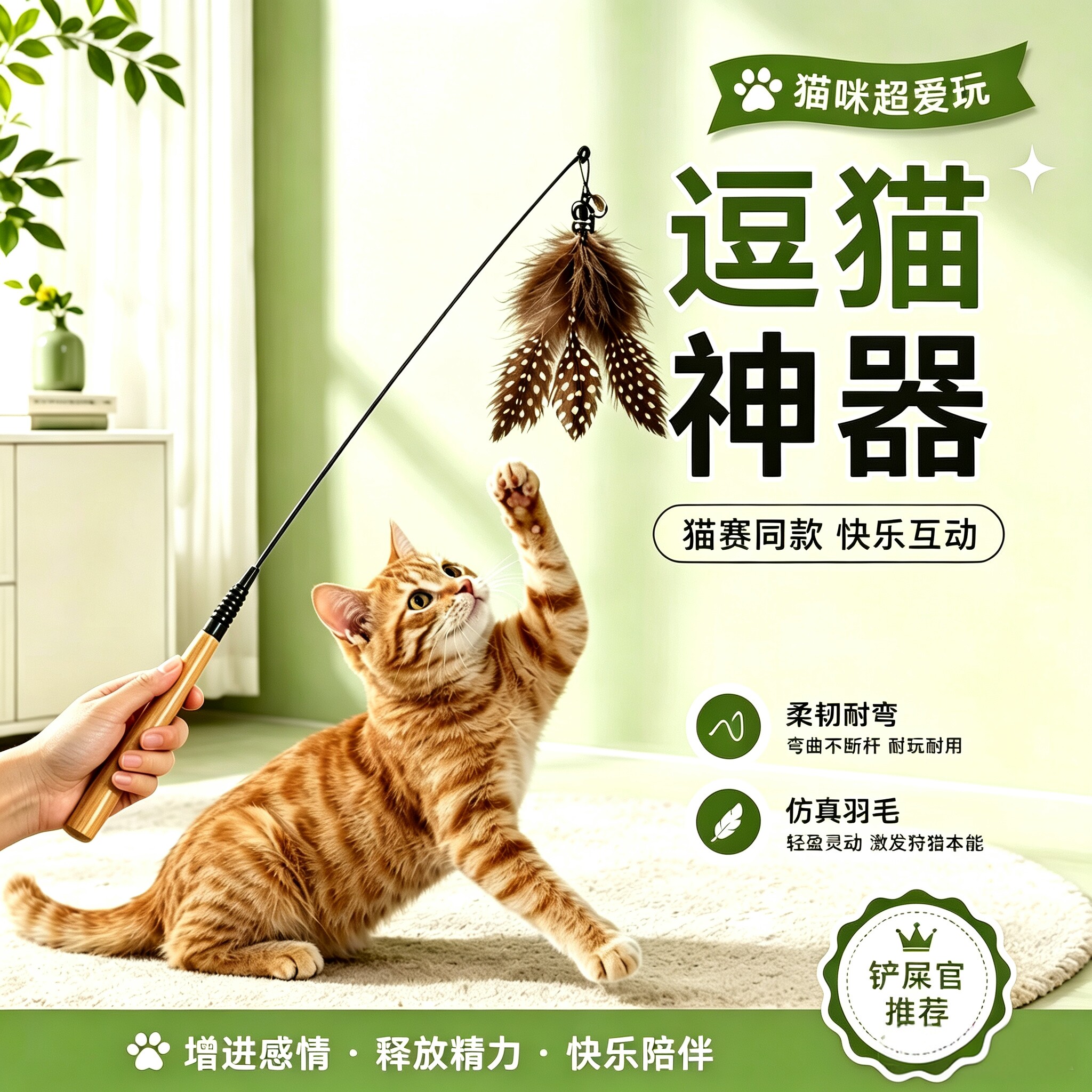 逗猫棒猫咪玩具长杆弹簧羽毛图片