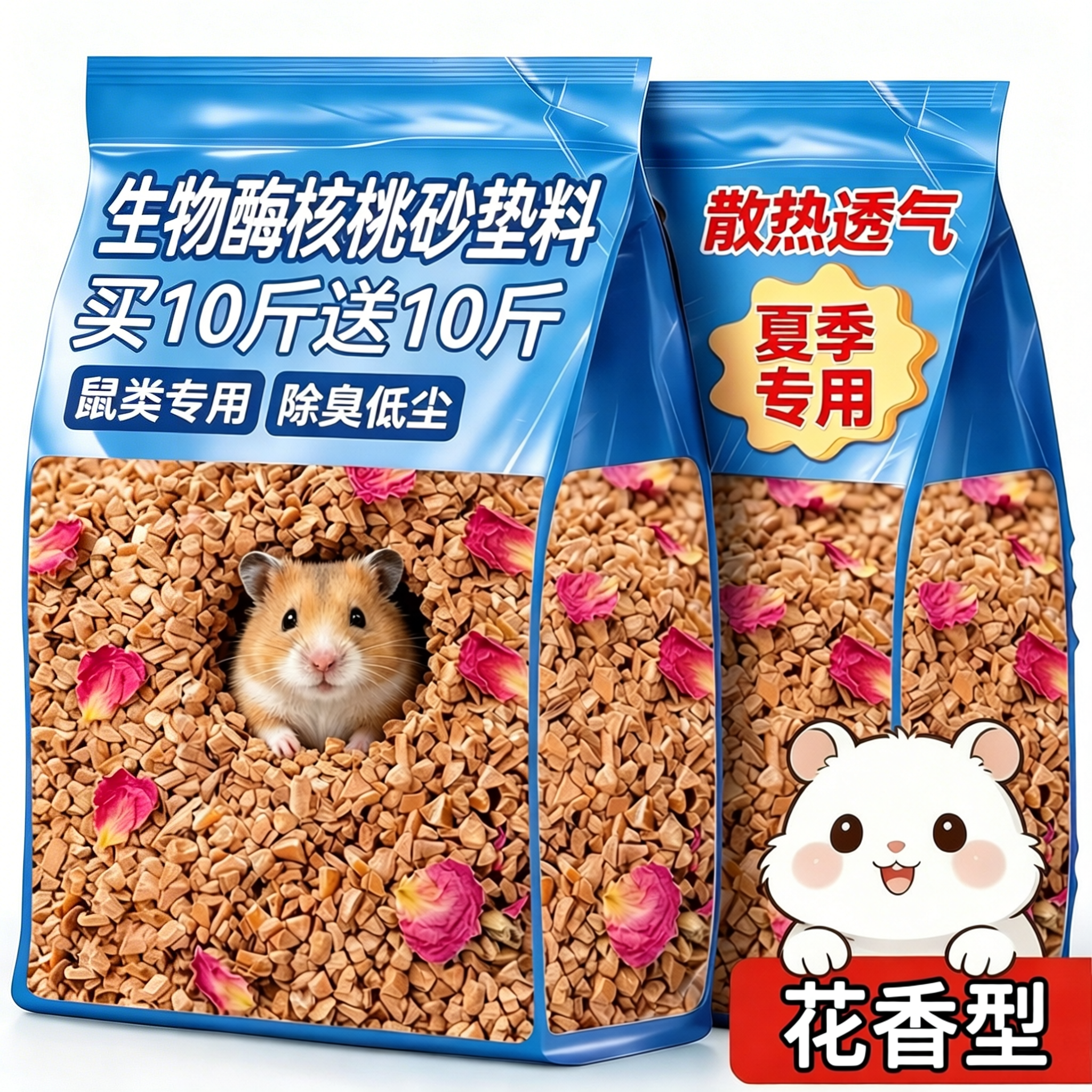 仓鼠垫料生物酶核桃砂除金丝熊夏天专用臭沙非木屑玉米芯刨花纸棉