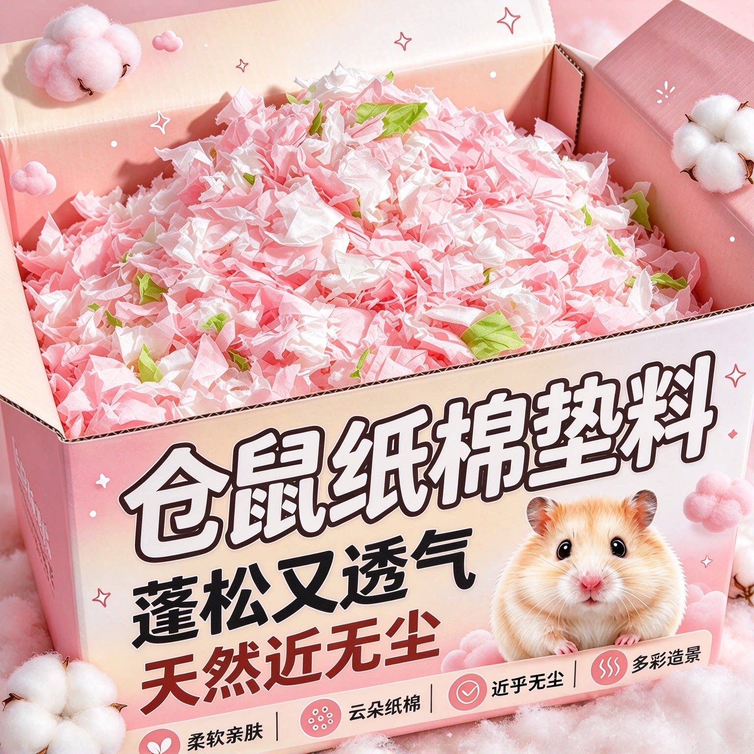 仓鼠纸棉垫料彩色柔软乳霜透气