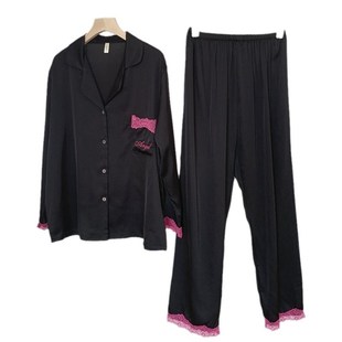 高级蕾丝花边长袖 新款 韩式 睡衣u女秋季 家居服套 简约休闲开衫 长裤