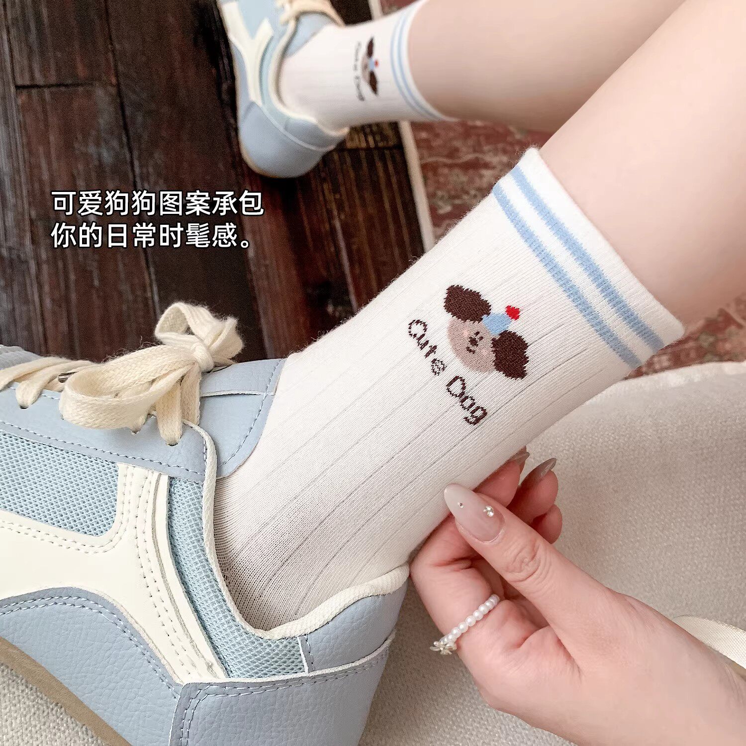 袜子女可爱卡通纯棉春夏中筒袜日系学院风夏天薄款堆堆袜配勃肯鞋