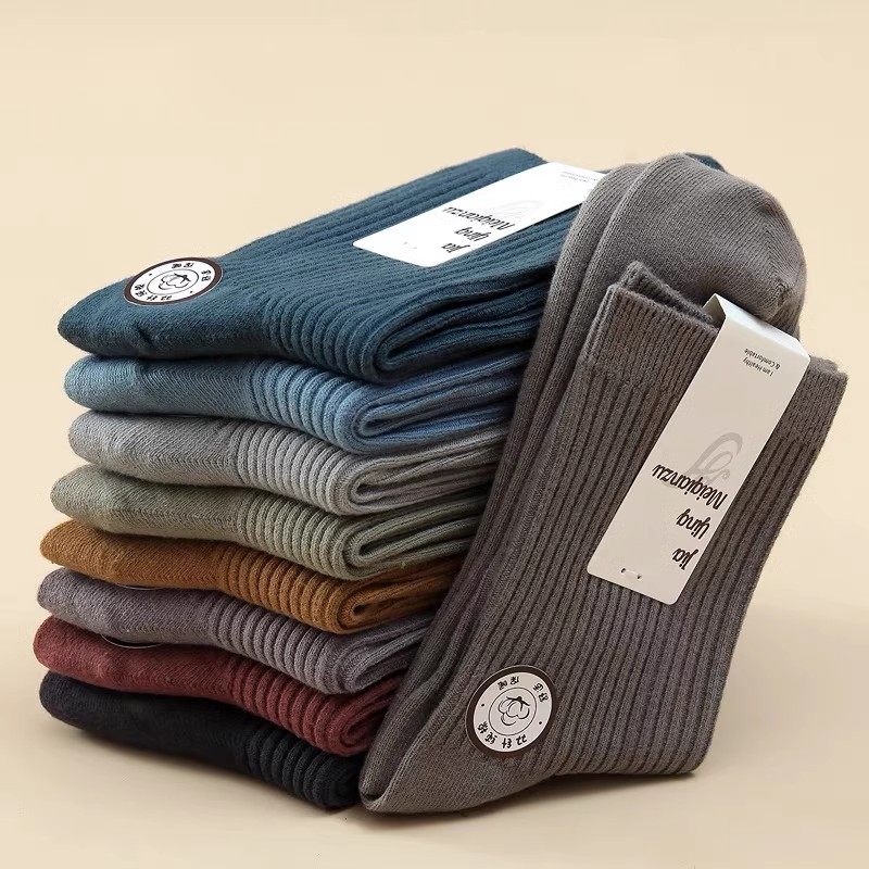 纯棉袜子男款25秋冬季中筒加厚长袜吸汗防臭长筒短袜男士