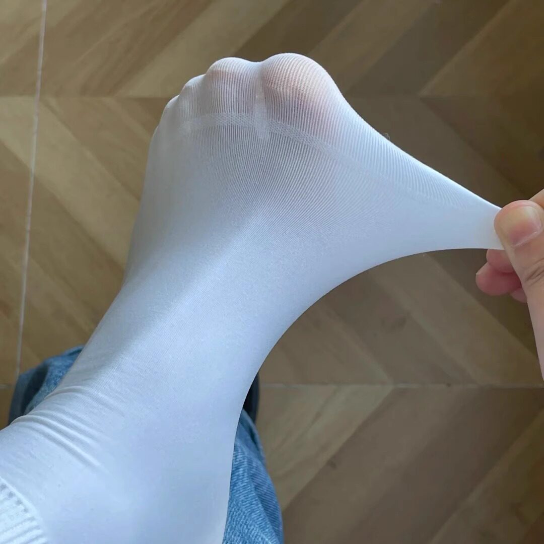 白色冰丝袜子男中筒袜天鹅绒