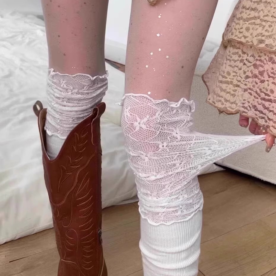 美拉德风复古袜子蕾丝慵懒又高级