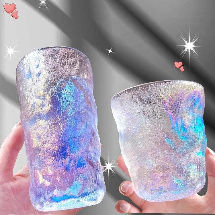 高颜值冰川玻璃杯啤白酒牛奶早餐泡茶水杯咖啡透明伴手礼福利杯子