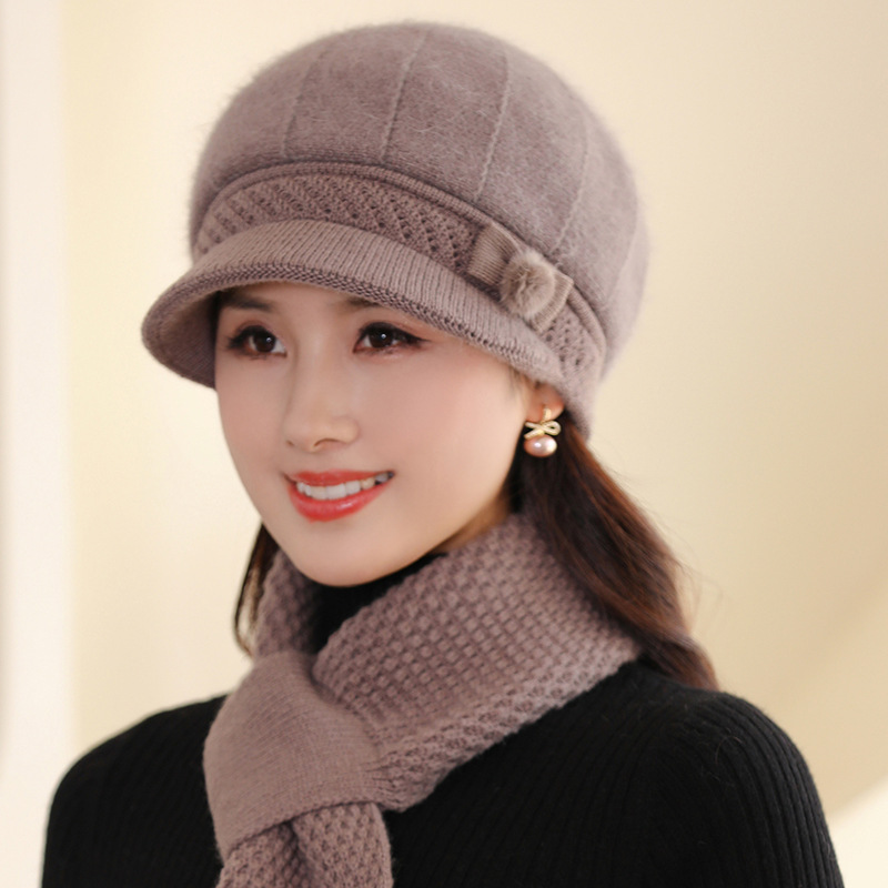 中老年帽子新款女士加绒加厚妈妈帽奶奶帽针织毛线帽现货
