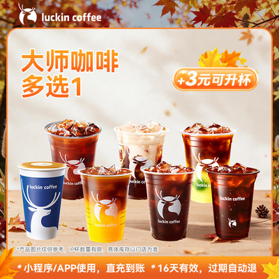【瑞幸咖啡】 夏日畅饮  大师咖啡多选1 电子优惠券