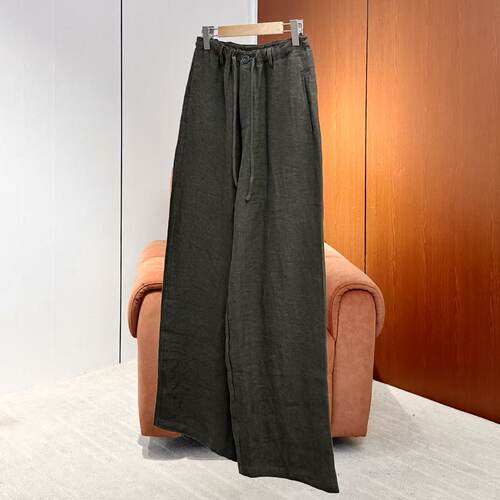 【妍妍粉丝专享】高腰垂感日系亚麻抽绳阔腿裤ONKC90646460