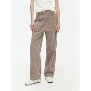 女春季 棉氨混纺绒感四面弹百搭直筒阔腿休闲裤 豆荚 华吉言