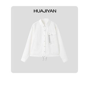 风外套 棉锦混纺纽扣抽绳设计工装 华吉言 锁白