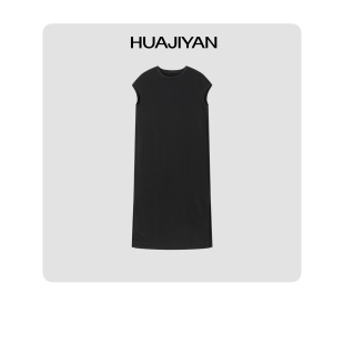 设计直筒休闲连衣裙 100棉小飞袖 华吉言 茯苓