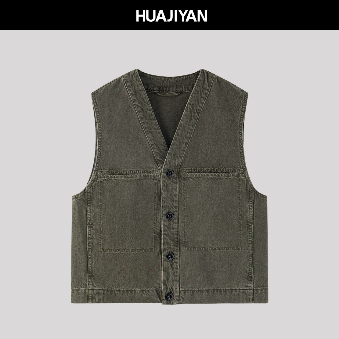 华吉言【迷笛】日本进口面料颗粒竹节纹理V领无袖牛仔马甲,女装/女士精品,马夹,淘宝优惠券,粉丝福利购,淘宝优惠卷