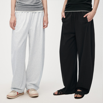 华吉言【波浪裤】百搭休闲褶皱设计松紧腰弯刀卫裤