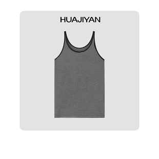 华吉言 简约百搭条纹针织吊带背心 百叶帘