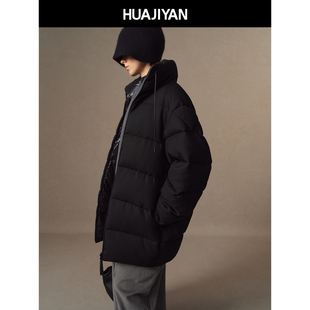 立领羽绒服 绵羊毛90鹅绒服两穿哑光亮面中长款 华吉言 布莱克