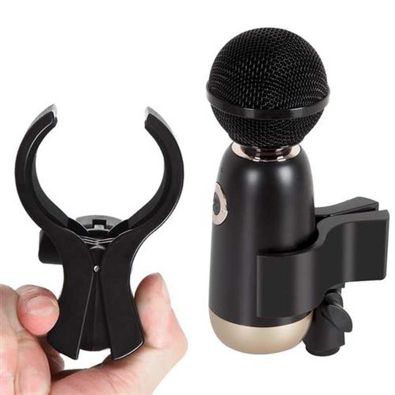 加大号电容麦克风支架夹子头无线话筒3/8接口转接夹头1/4底座配件